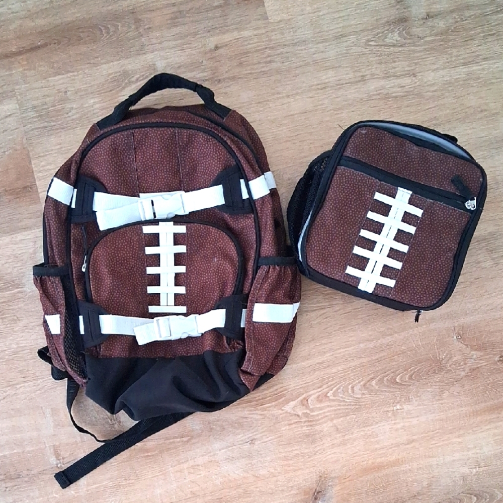 Pottery Barn Mackenzie Football Backpack (Large) With Matching Lunchbox